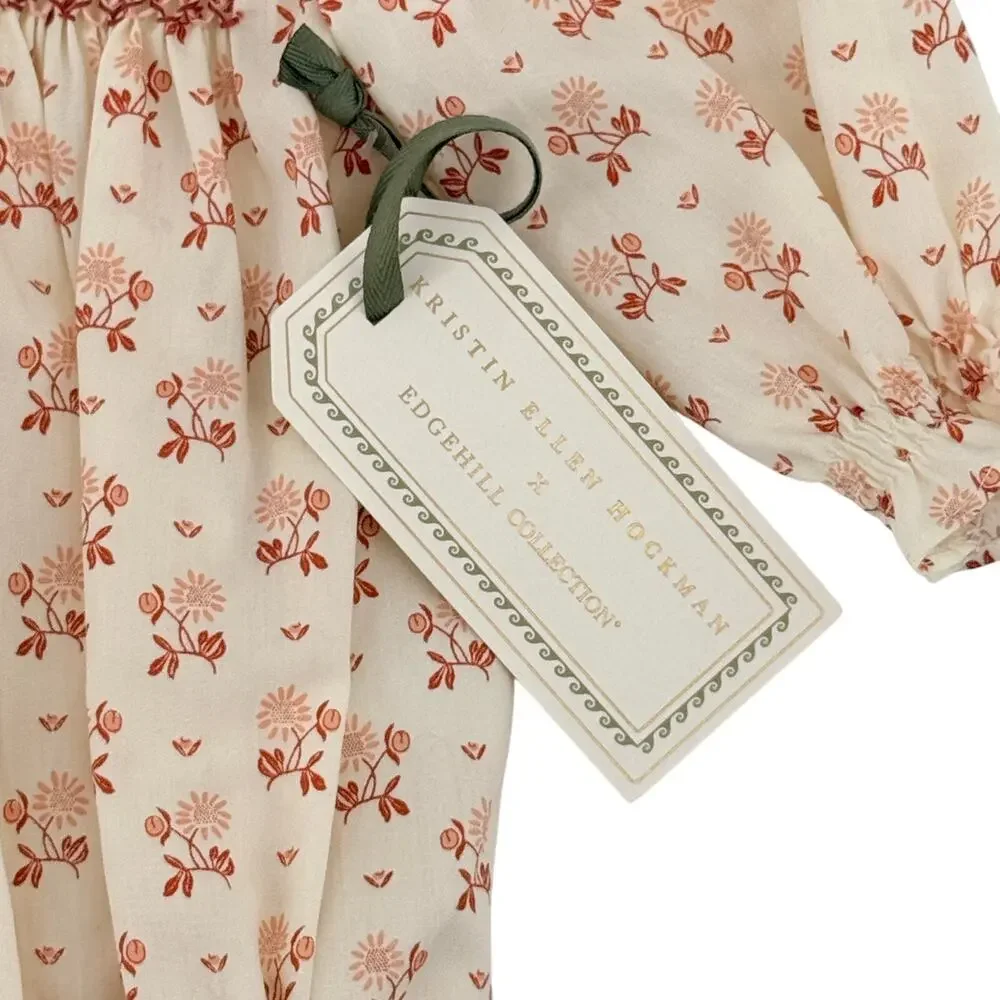 Edgehill Collection Kristin Ellen Hockman Smocked Floral Bubble Romper Sz 12M